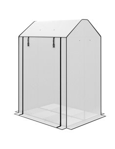Outsunny Mini Greenhouse with 4 Wire Shelves, White 845-605V01DG
