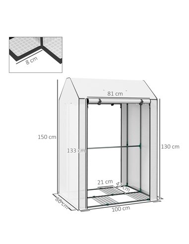 Outsunny Mini Greenhouse with 4 Wire Shelves Portable Garden Grow House Upgraded Tomato Greenhouse with Roll Up Door and Vents, 