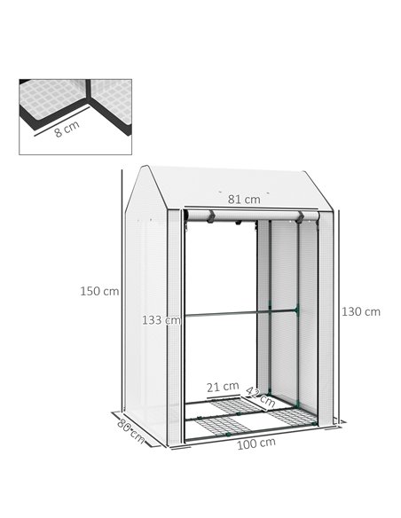 Outsunny Mini Greenhouse with 4 Wire Shelves Portable Garden Grow House Upgraded Tomato Greenhouse with Roll Up Door and Vents,  - pic 53570 | FastDaddyshop