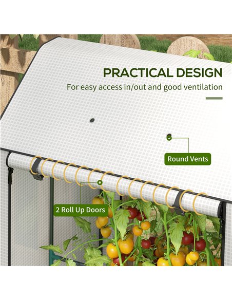 Outsunny Mini Greenhouse with 4 Wire Shelves Portable Garden Grow House Upgraded Tomato Greenhouse with Roll Up Door and Vents,  - pic 53572 | FastDaddyshop