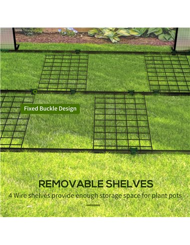 Outsunny Mini Greenhouse with 4 Wire Shelves Portable Garden Grow House Upgraded Tomato Greenhouse with Roll Up Door and Vents, 