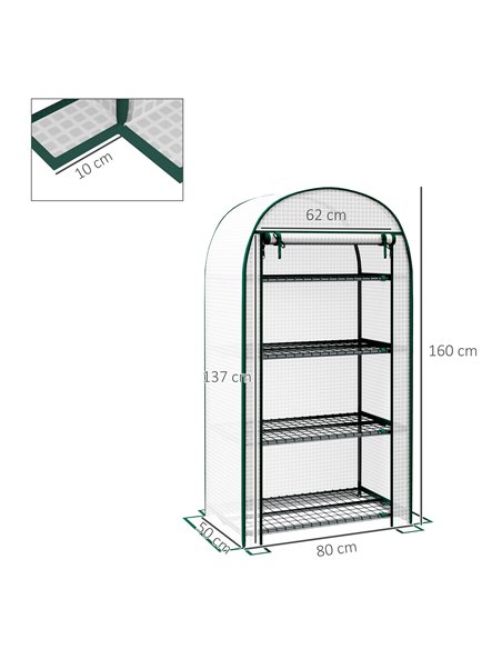 Outsunny 80 x 49 x 160cm Mini Greenhouse for Outdoor, Portable Garden Plant Green House w/ Storage Shelf, Roll-Up Zippered Door, - pic 53579 | FastDaddyshop