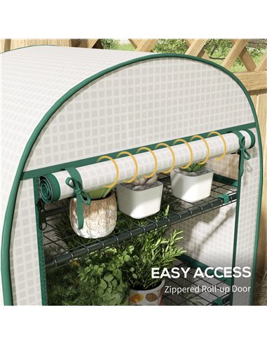 Outsunny 80 x 49 x 160cm Mini Greenhouse for Outdoor, Portable Garden Plant Green House w/ Storage Shelf, Roll-Up Zippered Door,