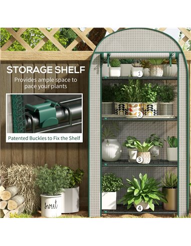 Outsunny 80 x 49 x 160cm Mini Greenhouse for Outdoor, Portable Garden Plant Green House w/ Storage Shelf, Roll-Up Zippered Door,