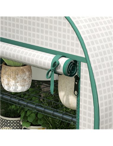 Outsunny 80 x 49 x 160cm Mini Greenhouse for Outdoor, Portable Garden Plant Green House w/ Storage Shelf, Roll-Up Zippered Door,