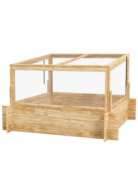 Outsunny Raised Garden Bed Greenhouse with Cold Frame, Natural 84H-123V00ND - pic 53586 | FastDaddyshop