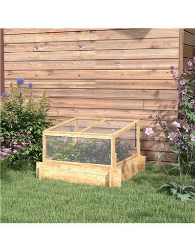 Outsunny Raised Garden Bed Greenhouse with Cold Frame, Natural 84H-123V00ND