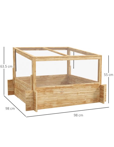 Outsunny Raised Garden Bed with Cold Frame Greenhouse and Openable Top, Wooden Elevated Planter Box for Vegetables, Flowers and  - pic 53588 | FastDaddyshop