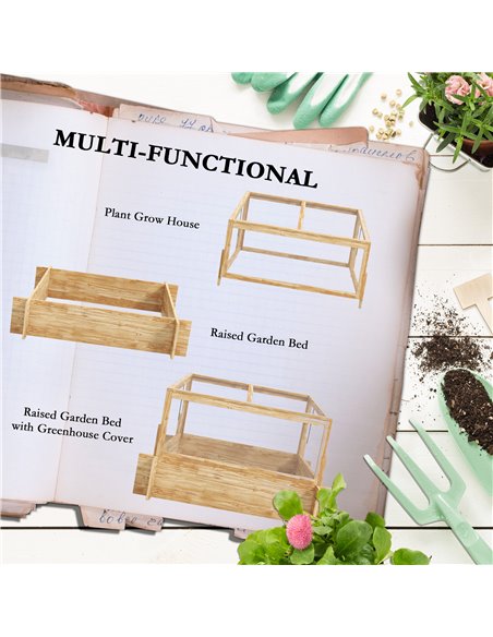 Outsunny Raised Garden Bed with Cold Frame Greenhouse and Openable Top, Wooden Elevated Planter Box for Vegetables, Flowers and  - pic 53589 | FastDaddyshop