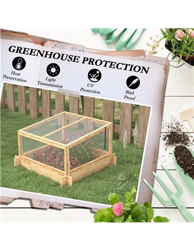 Outsunny Raised Garden Bed with Cold Frame Greenhouse and Openable Top, Wooden Elevated Planter Box for Vegetables, Flowers and 