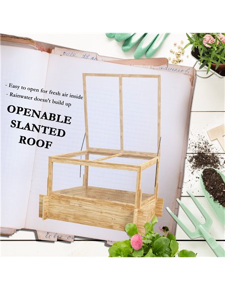 Outsunny Raised Garden Bed with Cold Frame Greenhouse and Openable Top, Wooden Elevated Planter Box for Vegetables, Flowers and  - pic 53591 | FastDaddyshop