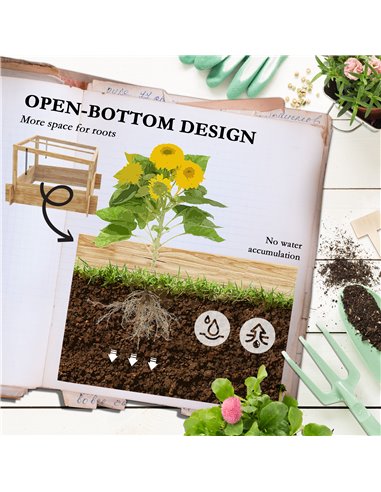 Outsunny Raised Garden Bed with Cold Frame Greenhouse and Openable Top, Wooden Elevated Planter Box for Vegetables, Flowers and 