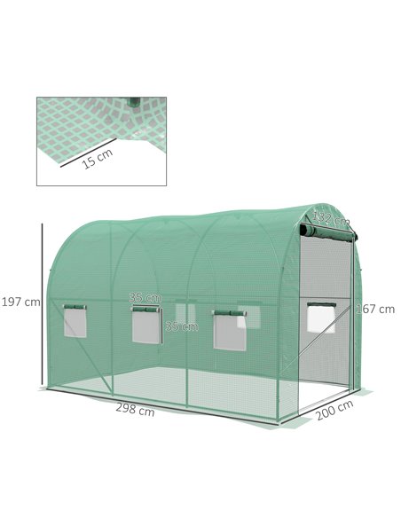 Outsunny Greenhouse, Polytunnel with Sprinkler System, 3 x 2m, Sturdy Frame, Green 845-949V00GN - pic 53597 | FastDaddyshop