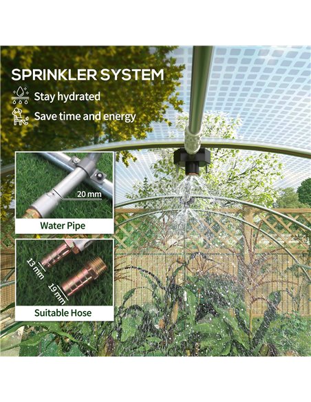 Outsunny Greenhouse, Polytunnel with Sprinkler System, 3 x 2m, Sturdy Frame, Green 845-949V00GN - pic 53598 | FastDaddyshop
