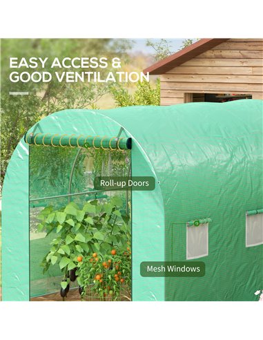 Outsunny Greenhouse, Polytunnel with Sprinkler System, 3 x 2m, Sturdy Frame, Green 845-949V00GN