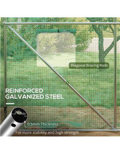 Outsunny Greenhouse, Polytunnel with Sprinkler System, 3 x 2m, Sturdy Frame, Green 845-949V00GN