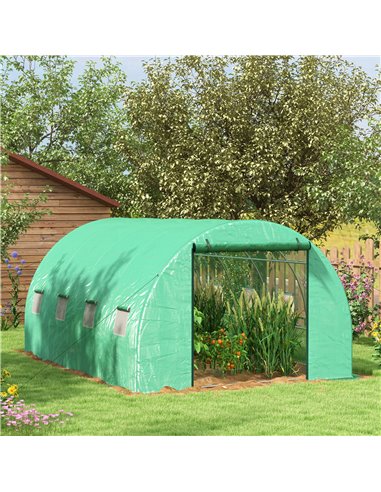 Outsunny Sprinkler System Polytunnel Greenhouse, 4 x 3(m), Green 845-949V01GN