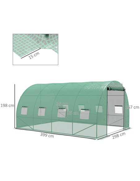 Outsunny Sprinkler System Polytunnel Greenhouse, 4 x 3(m), Green 845-949V01GN - pic 53606 | FastDaddyshop