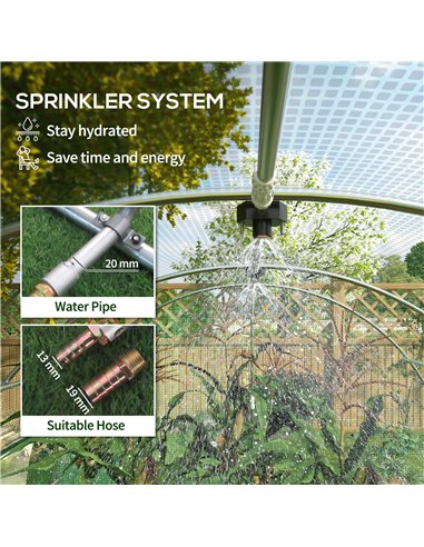 Outsunny Sprinkler System Polytunnel Greenhouse, 4 x 3(m), Green 845-949V01GN