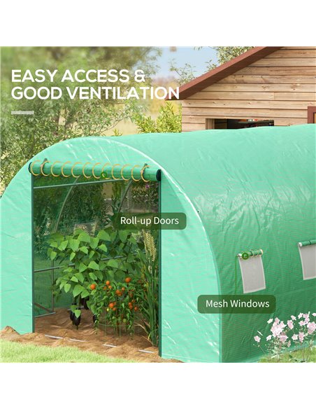Outsunny Sprinkler System Polytunnel Greenhouse, 4 x 3(m), Green 845-949V01GN - pic 53609 | FastDaddyshop