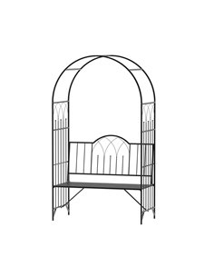 Outsunny Garden Metal Arch Bench Outdoor Patio Rose Trellis Arbour Pergola, Black 84B-247