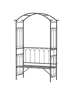 Outsunny Garden Metal Patio Rose Trellis Arbour Pergola, Black 84B-245