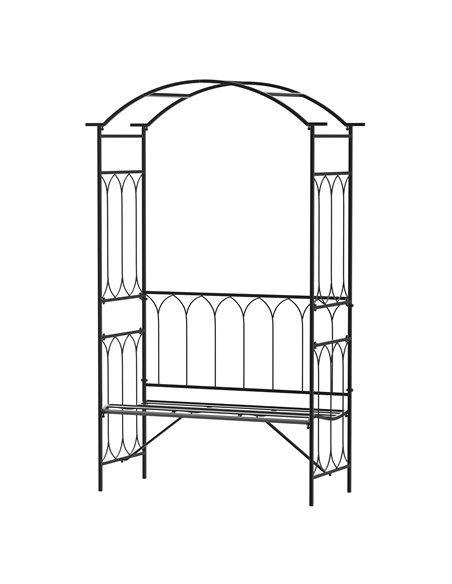 Outsunny Garden Metal Patio Rose Trellis Arbour Pergola, Black 84B-245 - pic 53622 | FastDaddyshop