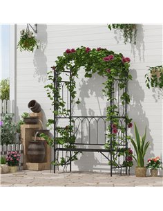 Outsunny Garden Metal Patio Rose Trellis Arbour Pergola, Black 84B-245 2