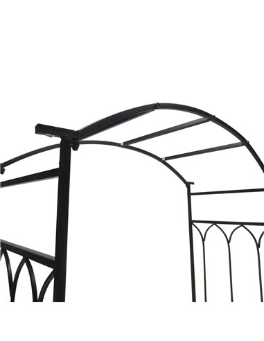 Outsunny Garden Metal Arch Bench Outdoor 2-Seater Chair, Patio Rose Trellis Arbour Pergola for Climbing Plant Vintage Classic Bl