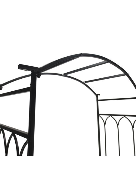 Outsunny Garden Metal Arch Bench Outdoor 2-Seater Chair, Patio Rose Trellis Arbour Pergola for Climbing Plant Vintage Classic Bl - pic 53628 | FastDaddyshop