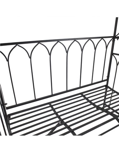 Outsunny Garden Metal Arch Bench Outdoor 2-Seater Chair, Patio Rose Trellis Arbour Pergola for Climbing Plant Vintage Classic Bl