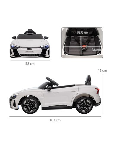 HOMCOM Audi Licensed Kids Electric Ride On Car with Parental Remote Control, 12V Battery Powered Toy with Suspension System, Lig