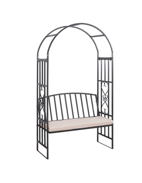 Outsunny Garden Metal Patio Rose Trellis Arbour Pergola, Dark Grey 84B-261 - pic 53631 | FastDaddyshop