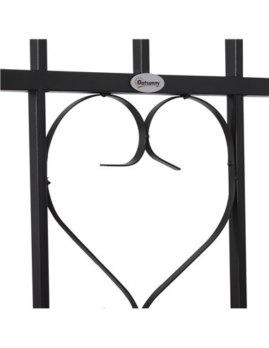 Outsunny Garden Metal Arch Bench, Outdoor Furniture Chair with Cushion Outdoor Patio Rose Trellis Arbour Pergola, for Climbing P