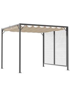 Outsunny 2.8m x 3m Retractable Metal Frame Outdoor Garden Pergola, Beige 84C-138