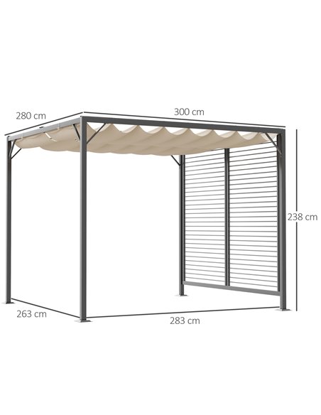 Outsunny 2.8m x 3m Retractable Metal Frame Outdoor Garden Pergola Beige 84C-138 - pic 53642 | FastDaddyshop