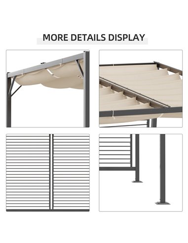 Outsunny 2.8m x 3m Retractable Metal Frame Outdoor Garden Pergola Beige 84C-138