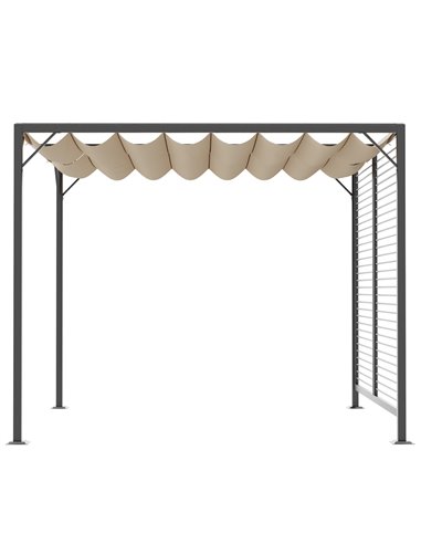 Outsunny 2.8m x 3m Retractable Metal Frame Outdoor Garden Pergola Beige 84C-138