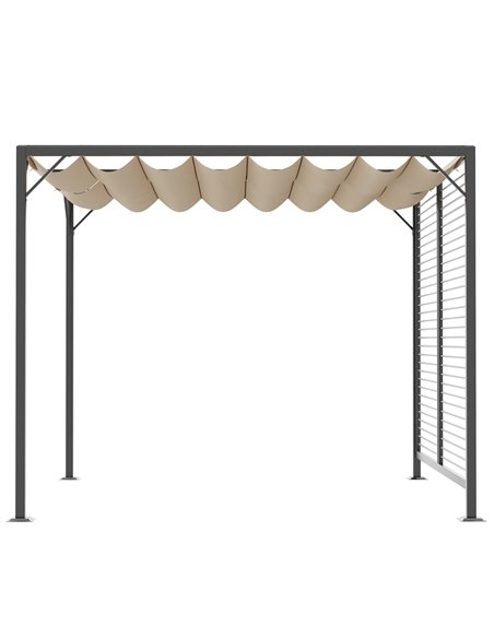 Outsunny 2.8m x 3m Retractable Metal Frame Outdoor Garden Pergola Beige 84C-138 - pic 53646 | FastDaddyshop