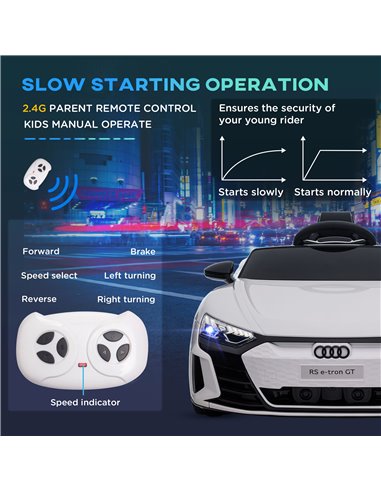 HOMCOM Audi Licensed Kids Electric Ride On Car with Parental Remote Control, 12V Battery Powered Toy with Suspension System, Lig