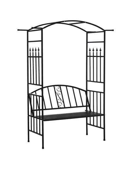 Outsunny Garden Metal Patio Rose Trellis Pergola, Matte Black 844-282 - pic 53658 | FastDaddyshop