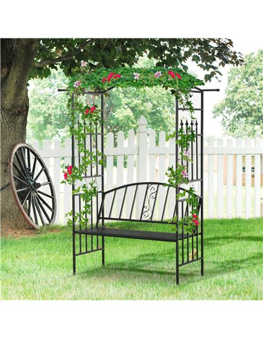 Outsunny Garden Metal Patio Rose Trellis Pergola, Matte Black 844-282