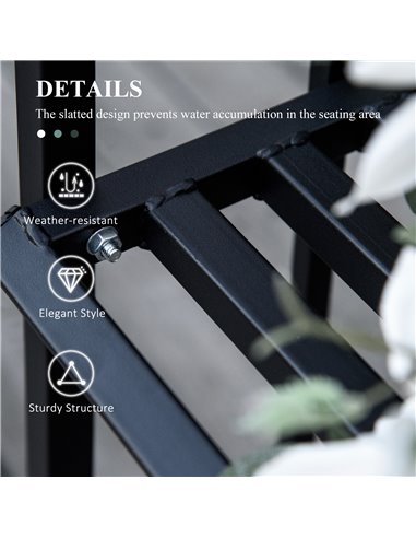 Outsunny Garden Metal Arch Arbour with Bench Love Seat Chair Outdoor Patio Rose Trellis Pergola Climbing Plant Archway Tubular- 