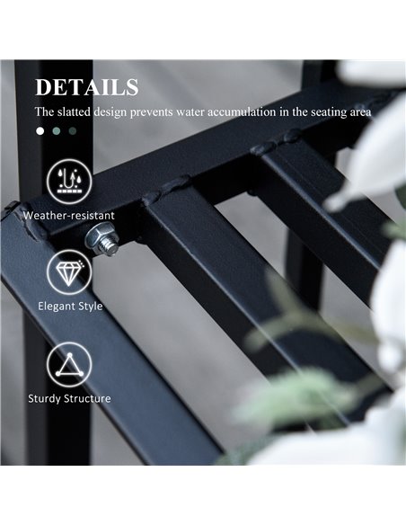 Outsunny Garden Metal Arch Arbour with Bench Love Seat Chair Outdoor Patio Rose Trellis Pergola Climbing Plant Archway Tubular-  - pic 53663 | FastDaddyshop