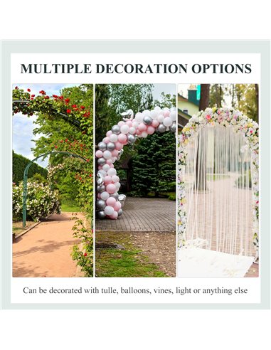 Outsunny Garden Metal Arch Arbour with Bench Love Seat Chair Outdoor Patio Rose Trellis Pergola Climbing Plant Archway Tubular- 