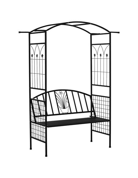 Outsunny Garden Metal Patio Rose Trellis Pergola Climbing Plant, Matte Black 844-283 - pic 53667 | FastDaddyshop