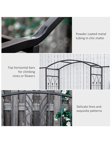 Outsunny Garden Metal Arch Arbour with Bench Love Seat Chair Outdoor Patio Rose Trellis Pergola Climbing Plant Archway Tubular -
