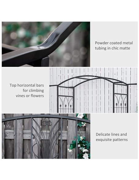Outsunny Garden Metal Arch Arbour with Bench Love Seat Chair Outdoor Patio Rose Trellis Pergola Climbing Plant Archway Tubular - - pic 53670 | FastDaddyshop