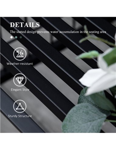 Outsunny Garden Metal Arch Arbour with Bench Love Seat Chair Outdoor Patio Rose Trellis Pergola Climbing Plant Archway Tubular -