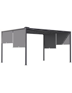 Outsunny 3m x 4m Metal Pergola with Retractable Roof, Dark Grey 84C-388V00CG
